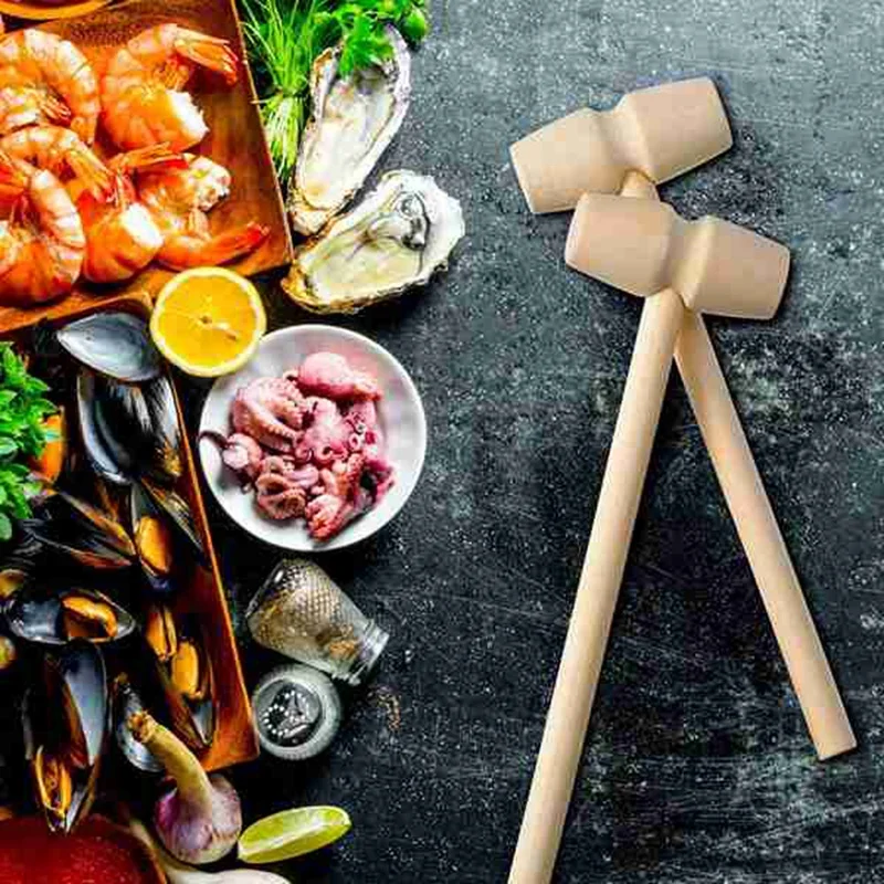 

30 Pieces Wooden Crab Mallet Seafood Shellfish Wood Cracker Mini Wood Hammer Shell Cracker for Seafood Lobster Tool