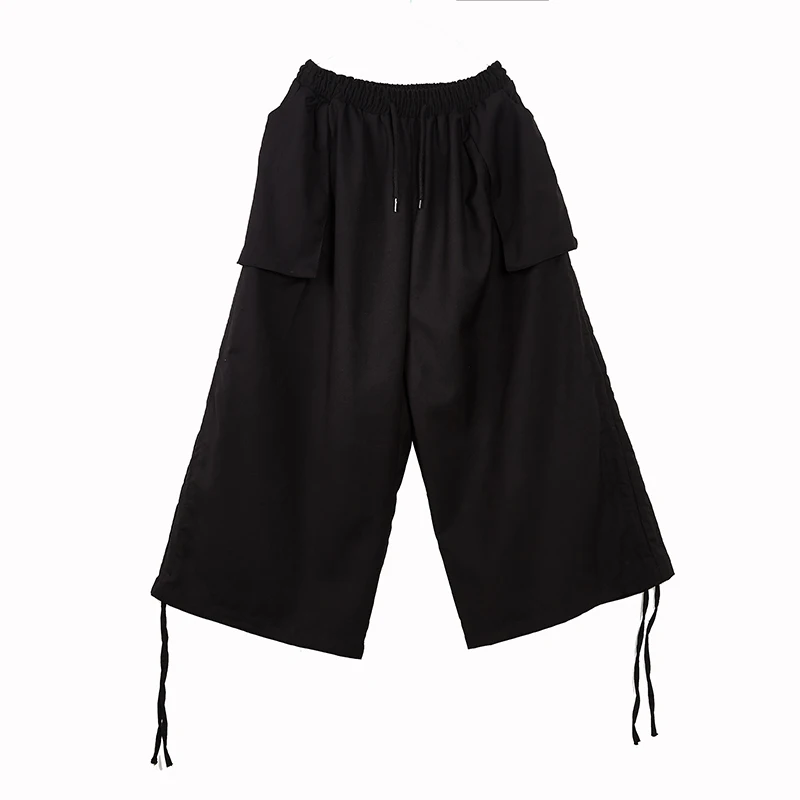 

Men Streetwear Adjustable Drawstring Loose Casual Harem Pants Male Japan Hip Hop Punk Gothic Wide Leg Pant Trousers