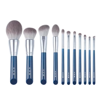 high quality 11pcs faceeye makeup brushes the sky blue super soft fiber makeup brushes set cosmetic pens synthetic hair make up