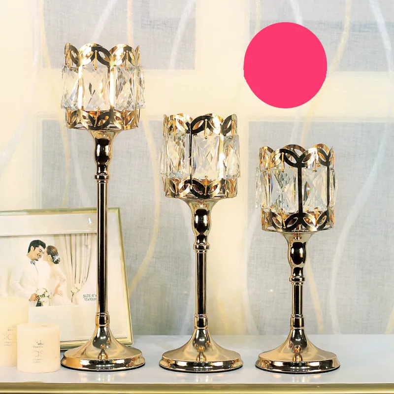 Nordic Glass Candlestick Crystal Gold Wedding Household Romantic Lights Ins Centre De Table Mariage Candlelight Dinner FC144 | Дом и сад