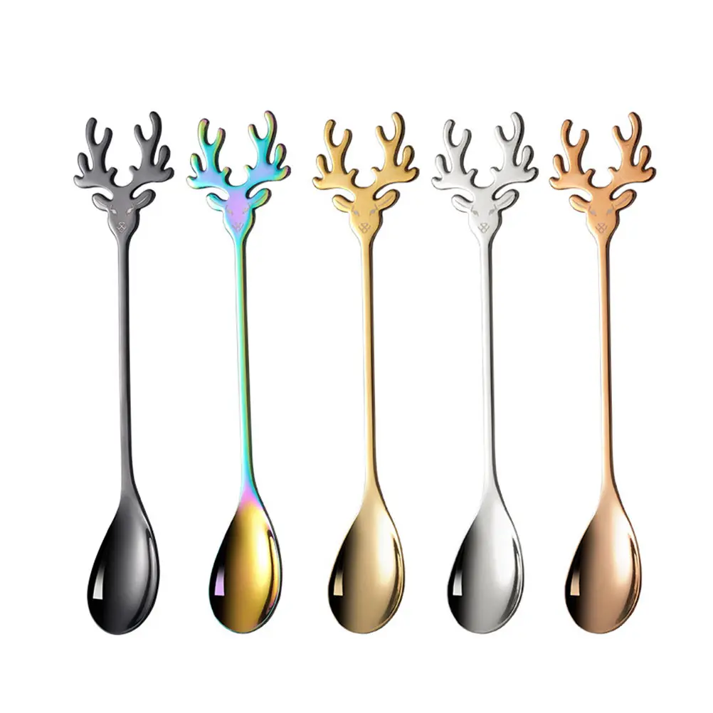 

5pcs Christmas Dessert Spoons Coffee Spoons Stirring Spoons (Assorted Color)