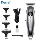 Профессиональная машинка для стрижки волос Kemei полностью металлическая с ЖК-дисплеем, Мужской Электрический беспроводной триммер для волос, 0 мм болдуговая машинка для стрижки волос с лезвием