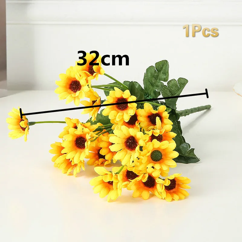 

1Bunch Artificial Sunflower Silk Flower Bouquet for Wedding Party Home Garden Decoration High Quality Simulation Fake Flowers