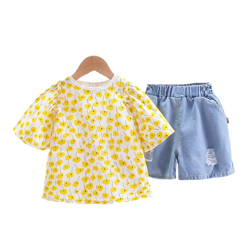 

New Summer Fashion Baby Girls Clothes Suit Children Cute Cotton T-Shirt Shorts 2Pcs/Sets Toddler Casual Costume Kids Tracksuits