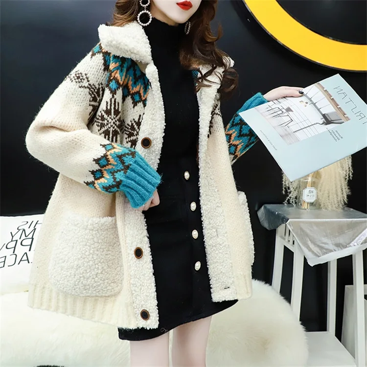 

Sweater cardigan jacket female 2020 autumn and winter new Korean version of the loose wear Christmas retro knitted cardigan