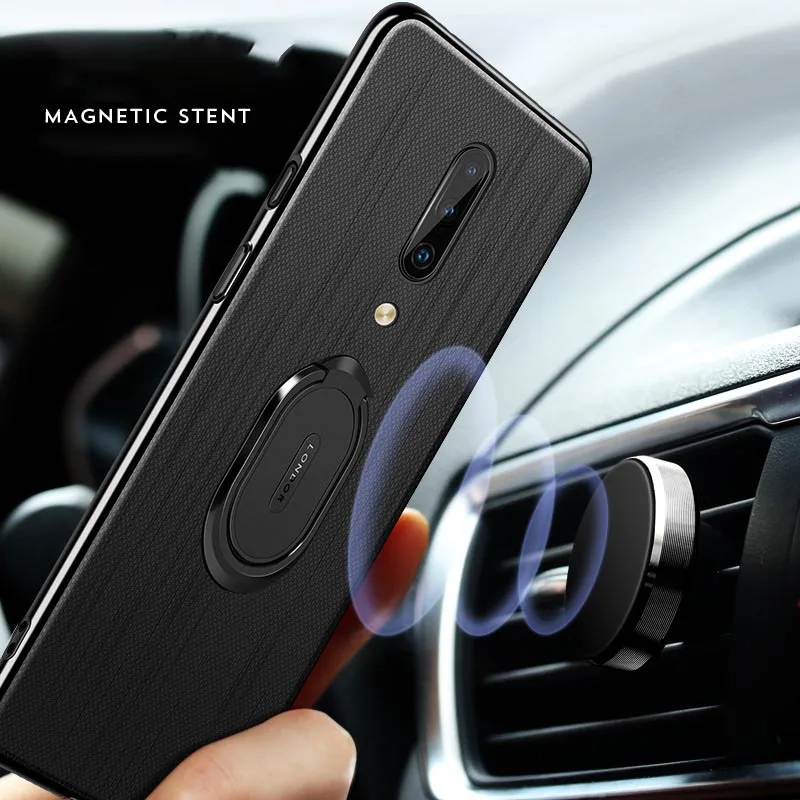 New Arrival for OnePlus 7 Pro Cases Anti-fingerprint Anti-sweat Finger Ring Holder PU Leather Magnetic Cover |