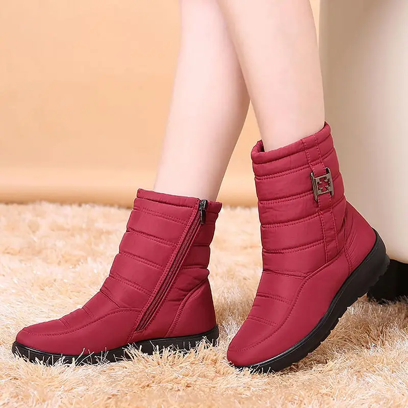 Winter ankle boots women shoes warm round toe zipper shoes women boots fashion solid casual shoes woman snow boots women
