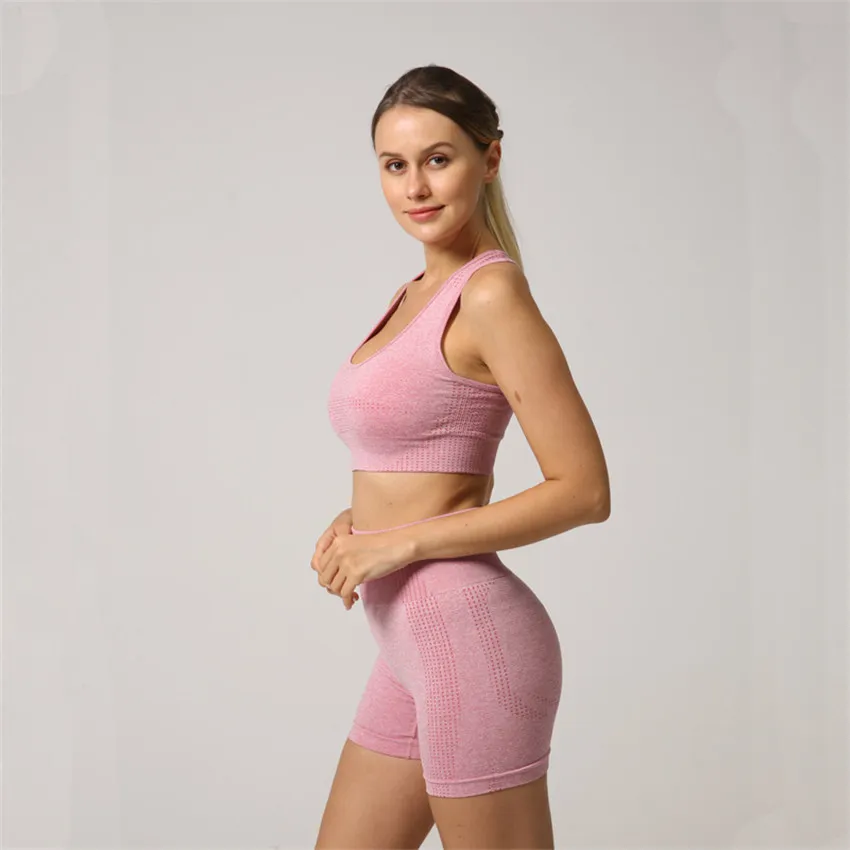 

Women bra Yoga Set 2 Piece Vital Seamless Sport Suit Gym Clothes Fitness Crop Top Shirt High Waist Shorts Sportswea DS02
