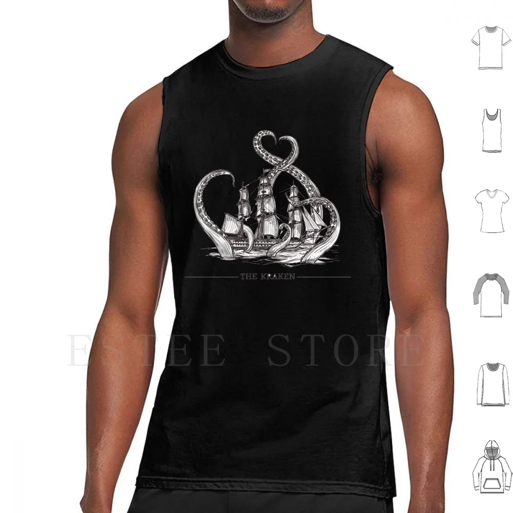 

Ship Octopus Tank Tops Vest Cotton Ship Octopus Sea Water Magis Mystery The Kraken