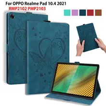 Case For OPPO Realme Pad 10.4 2021 RMP2102 RMP2103 Case Cover Funda Tablet 3D Butterfly Embossed Wallet Magnetic Stand Coque