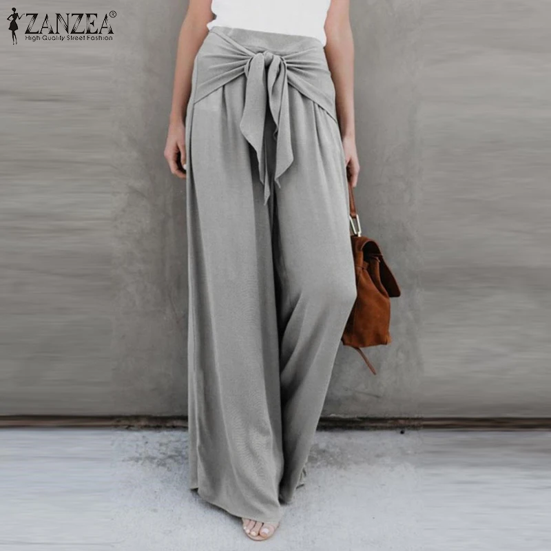 

Женские однотонные брюки, однотонные широкие брюки, женские модные весенне-осенние макси-брюки ZANZEA, Повседневные высокие женские брюки