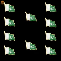 10pcs pakistan islamic patriotic flag pins gold plated metal travel bag lapel banner pin badge broochs unisex jewelry gift