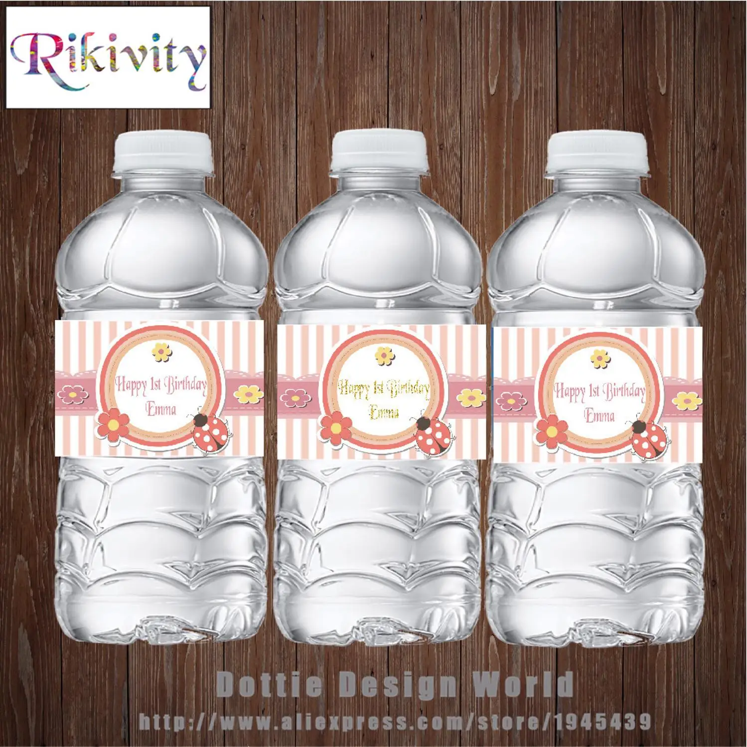 20 шт. персонализированные Божья коровка пижамы бутылка для воды винные этикетки