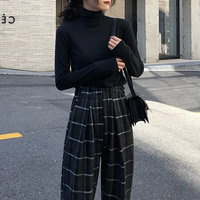 Однотонные футболки с высоким воротником Женская облегающая футболка ярких