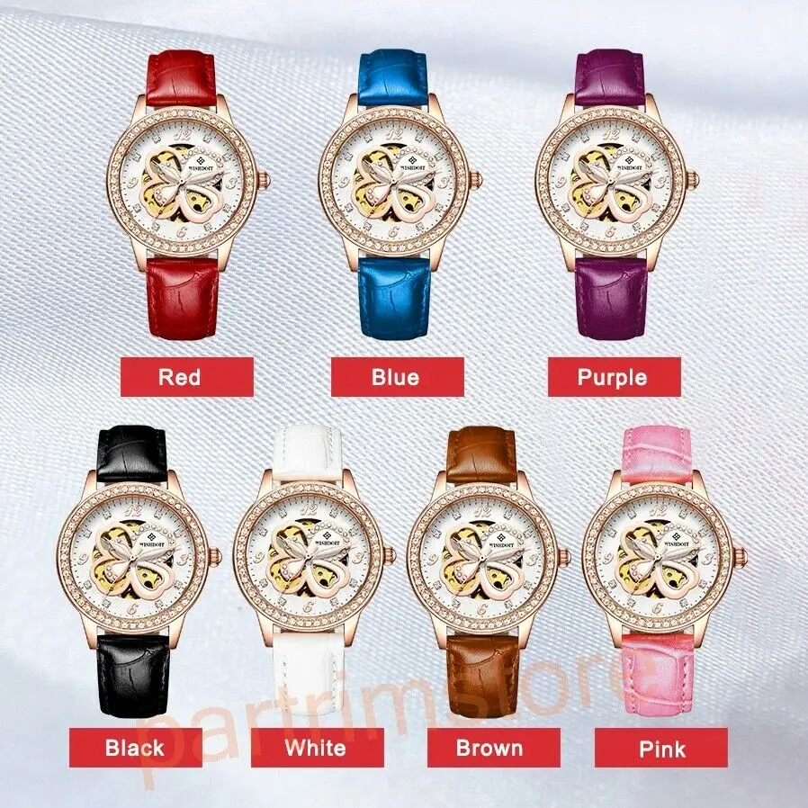 

Women Automatic Mechanical Wristwatch Waterproof Luminous Ladies Watches Four Leaf Clover Diamond Elegant Femme Wristwatches