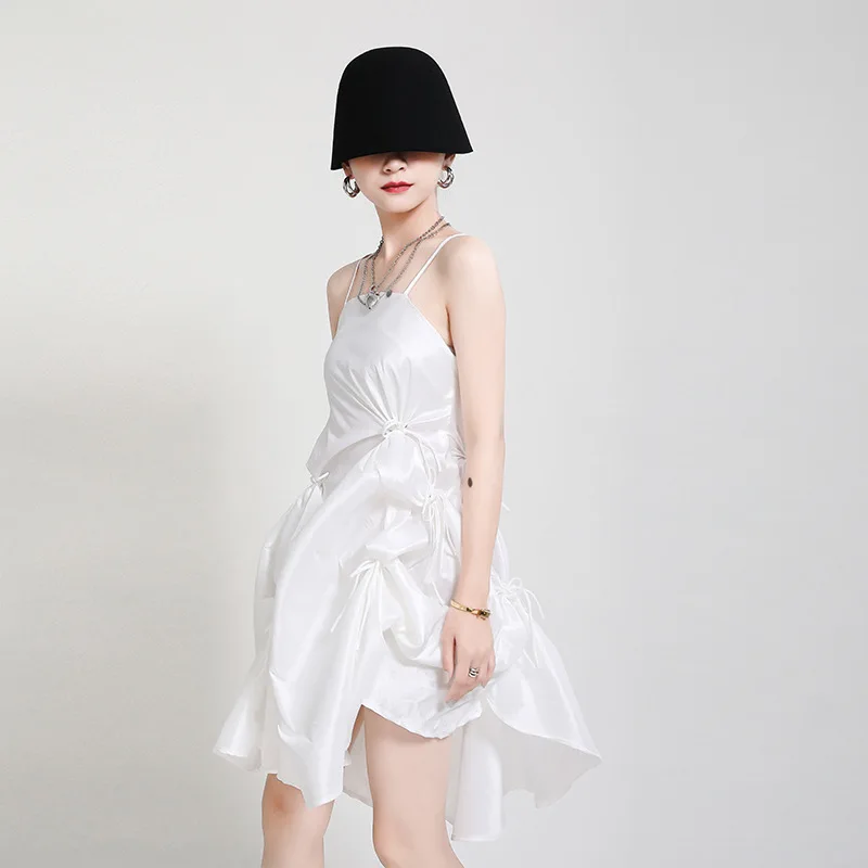 

Женская белая классическая 2021 летние готические уличная трапециевидной формы до середины икры без бретелек без рукавов женские бандажные ...