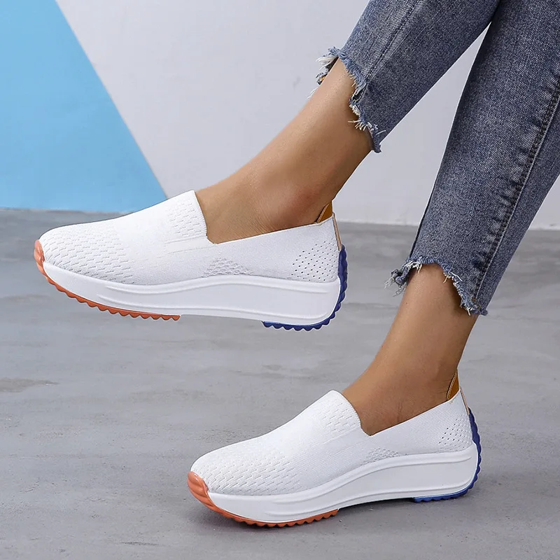 

Women Shoes Fashion Ladies Mesh Shoes Lightweight Low Heel Pedal Sports Shoes Casual Flying Non-slip Sneakers Zapatillas Mujer