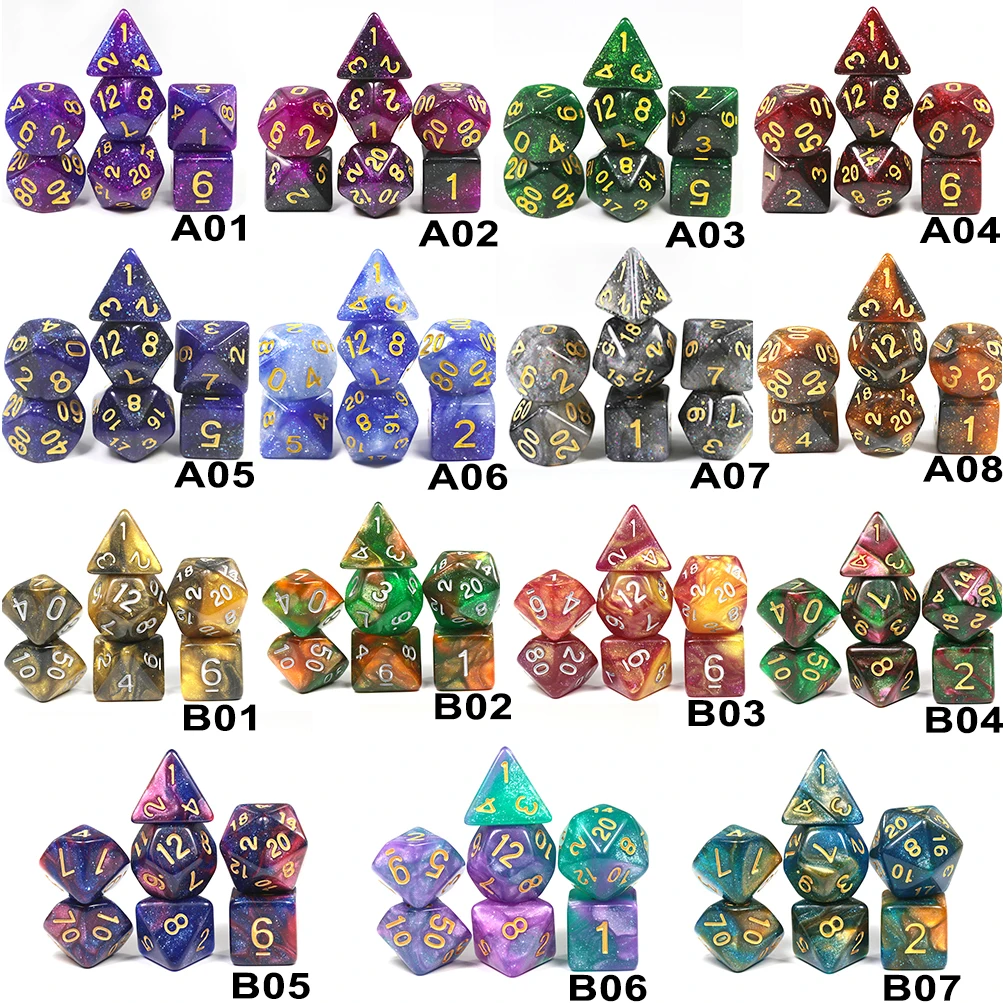 Новое поступление 6 цветов креативный Вселенная Галактика кости набор D4-D20 с