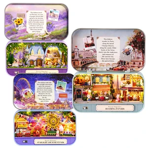 Миниатюрный Кукольный дом мебельная коробка, кукольный домик для самостоятельной сборки, миниатюрные деревянные игрушки для детей, подарки на день рождения