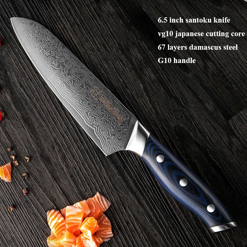 Нож Santoku 67 слоев японский дамасский нержавеющая сталь VG 10 кухонный нож шеф повара