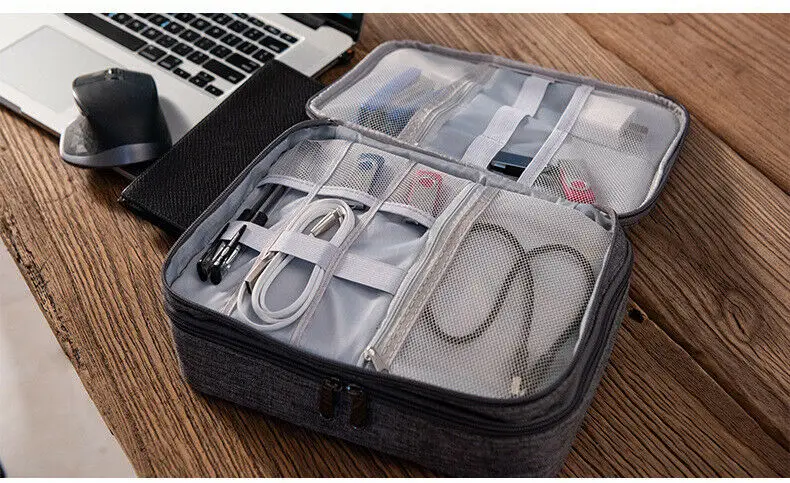 Сумка для хранения кабеля с одной/двойной молнией, цифровая электроника, usb-гаджет, органайзер, чехол для зарядного устройства, косметичка, дорожная Сумка для документов