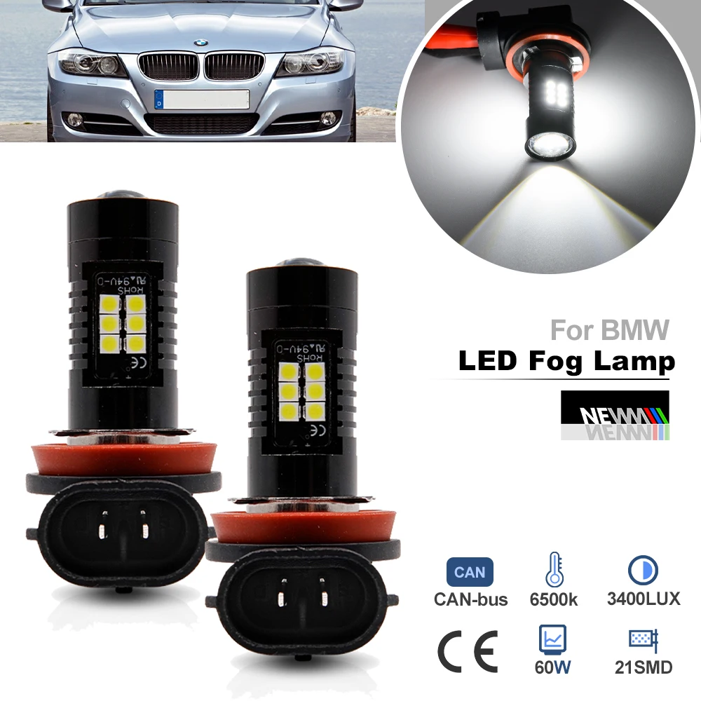LED H8 H11 Fog Light Bulbs for BMW 3 Series E90 E91 Touring 2005 2006 2007 2008 2009 10 11 Canbus Bimmer Headlamp Driving Lamps
