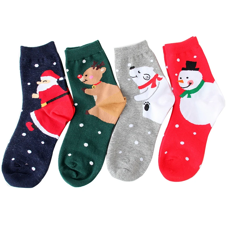 Cotton Socks Cute Funny Women Sock Colorful Cartoon Kawaii Santa Elk Socks Christmas Gift For Girls Cute funny design#F