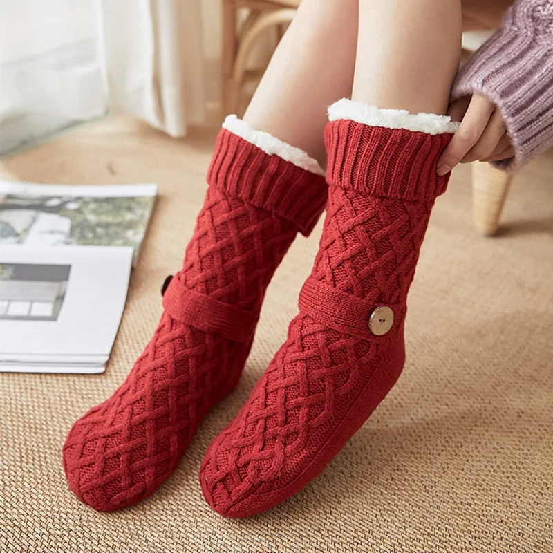 Christmas Socks Autumn and Winter Women's Room Socks Snow Socks Thickened Fleece-Lined Home Sleeping Socks Carpet Foot Sock