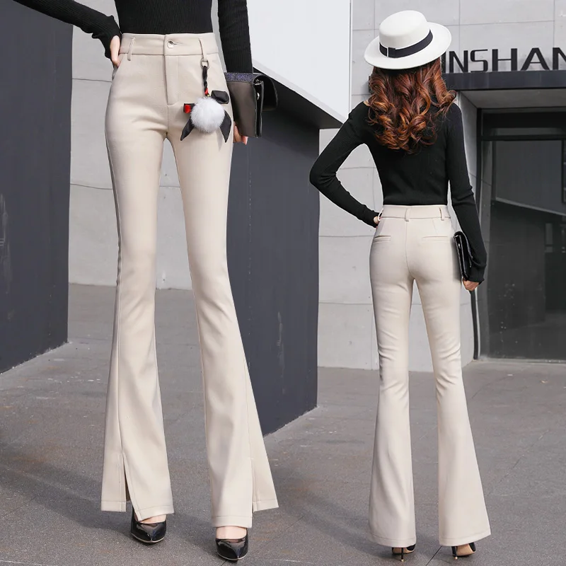 

New Autumn winter elegant woolen flared pants women's thick woolen pants women's high-waist trousers cargo pants women pants