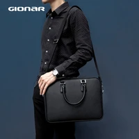 gionar mens briefcase genuine real leather laptop bag high end business handbag satchel work tote male crossbody shoulder bag