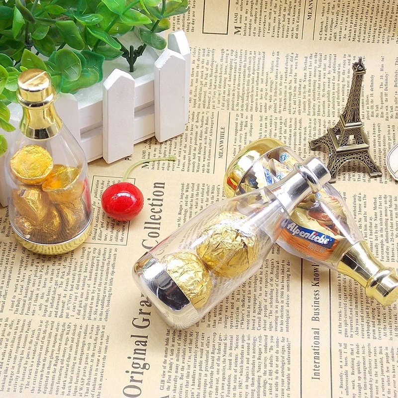 

Plastic Champagne Bottles Transparent Candy Boxes for Wedding Favors Party Gifts Baby Shower Souvenirs