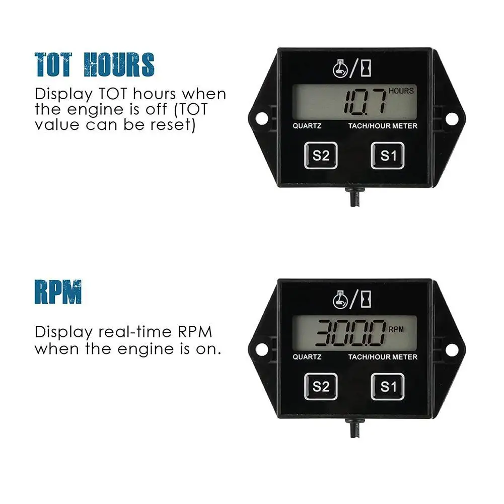 Waterproof Digital Engine Tach Timer Meter Tachometer Gauge Rpm Lcd Display for Motorcycle Motor Stroke Car Boat | Автомобили и
