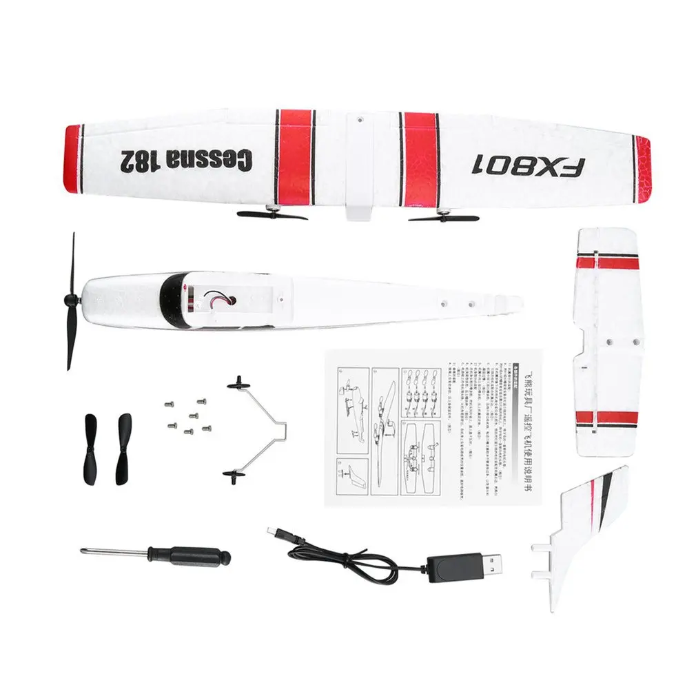 

FX801 803 RC Plane Cessna 182 2.4GHz 2CH RC Airplane Durable 20 Minutes Flying Time Outdoor RC Aircraft Model Toys for Beginner