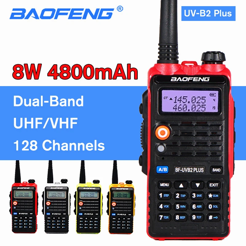 

BAOFENG 8W UV-B2 PLUS Walkie Talkie 4800mAh VHF UHF Amateur Portable Ham CB Radio Scanner FM Transceiver High Power Intercom B2