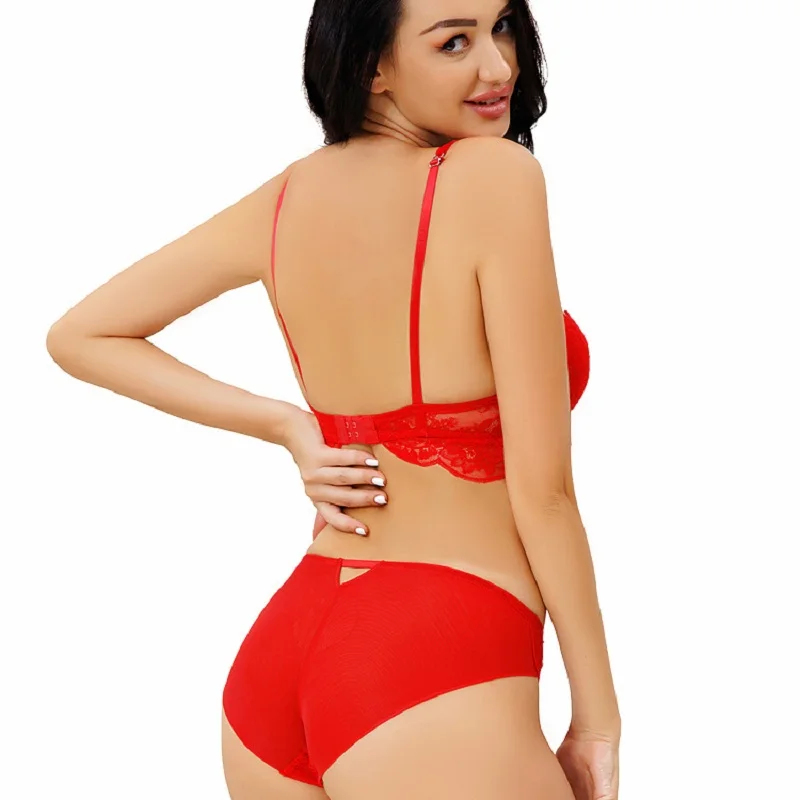 

The new comfortable sexy lace underwear set, push up bra, soft steel ring thin mold cup gathered shoulder bra set.BCD cup bra