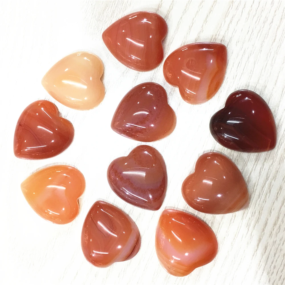 

25mm Natural Stone Heart Shape Cab Cabochon Red Agates New Hot Top Quality Onyx Beads for DIY Jewelry Making 12pcs Dropshipping