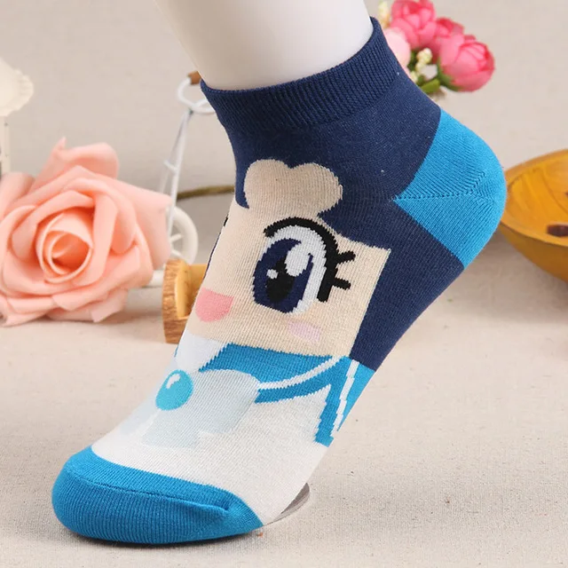 Носки с героями мультфильмов набор носков до лодыжек Sox для женщин Сейлор Мун для девочек весна осень лето зима забавные носки Супермен - Цвет: Blue