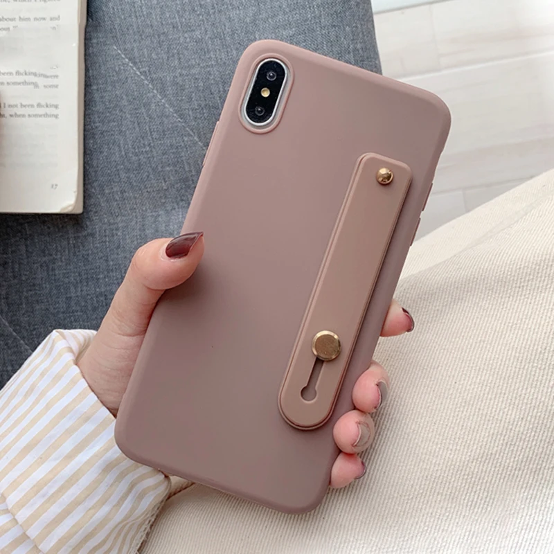 WristStand Khaki Простой матовый чехол из ТПУ с подставкой для Motorola Moto G7 power G6 Plus G5S G5 E5 Play E4+ X4 C Z3 наручный ремешок чехол - Цвет: WristStand Khaki
