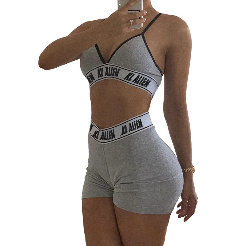 

Sporty Two Piece Set Women Tracksuits Matching Crop Top and Shorts Lounge Sets Summer Sexy Casual Outfits