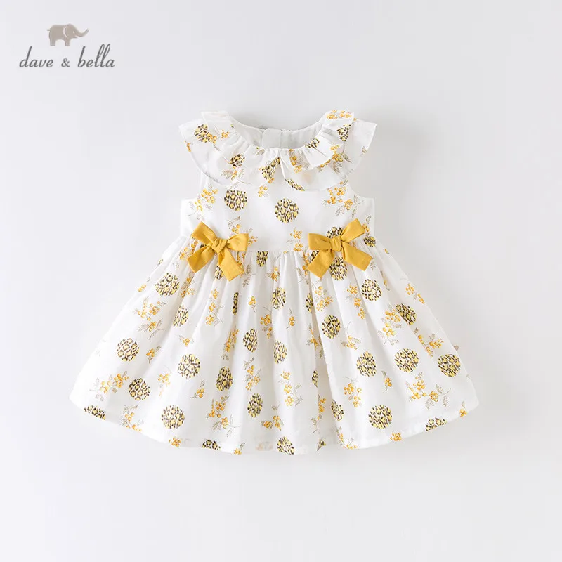 

DBM13816 dave bella summer baby girl's princess bow floral zipper dress children fashion party dress kids infant lolita clothes