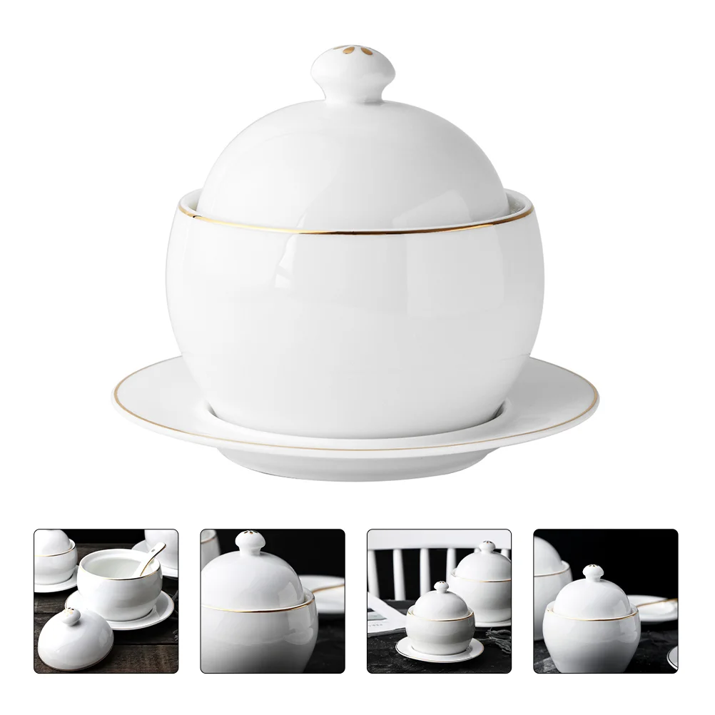 

1 Set Simple Ceramic Stew Pot Practical Ceramic Stew Bowl Food Container