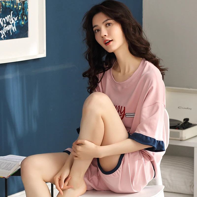 Пижамный комплект BZEL Женский домашняя одежда розового цвета с для сна рисунком