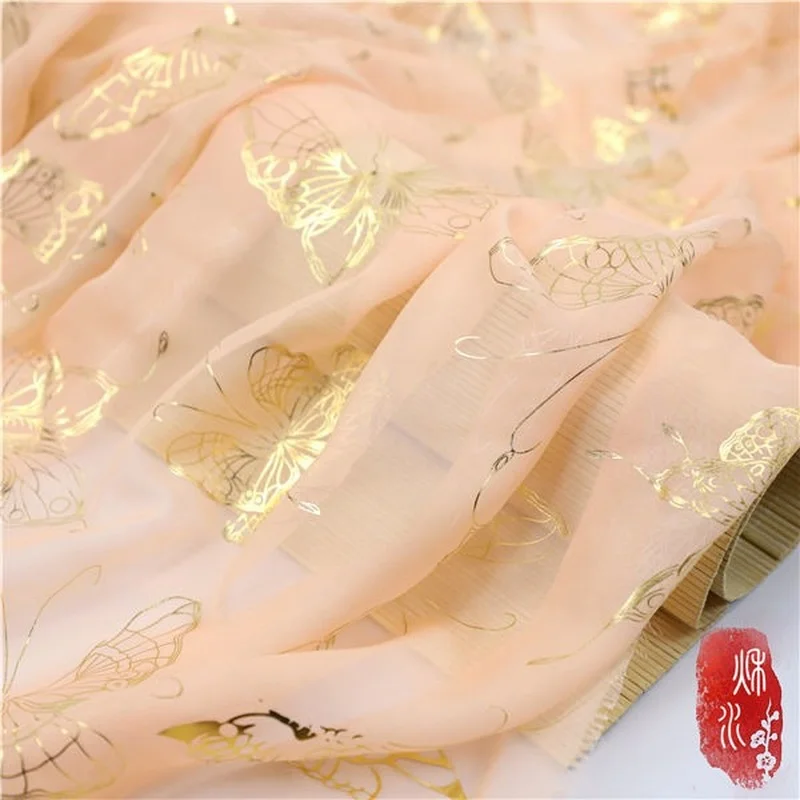 Бронзовая Античная бронзовая Серебряная шифоновая ткань Tang Feng шифон Ширина 1 5