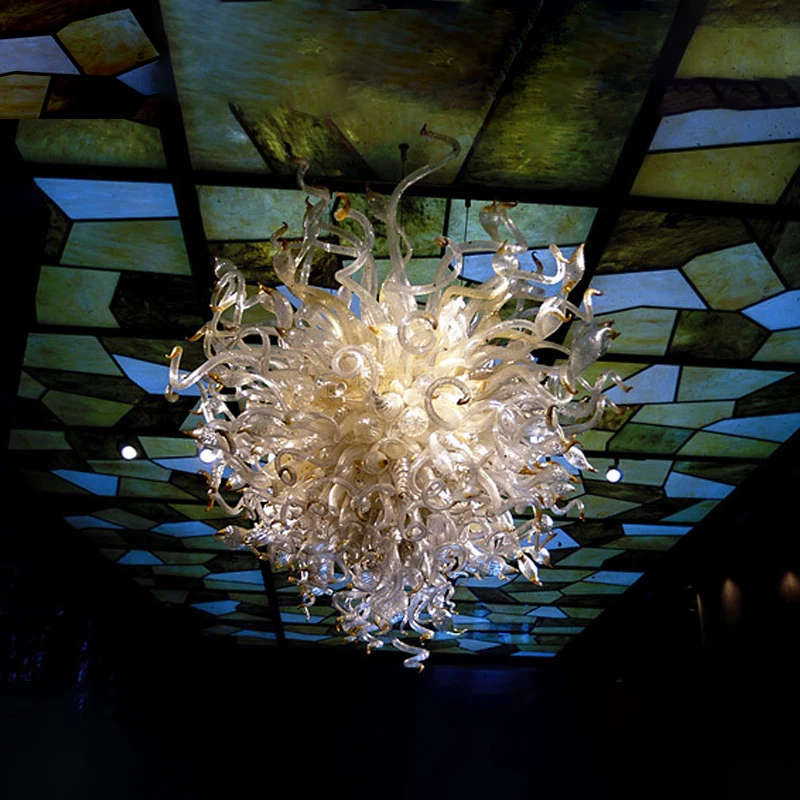 

Luxury Amber Shade Beige Chandelier Light Fixture D80cm LED Ceiling Hanging Creative Light for Living Room Dining Room Bedroom