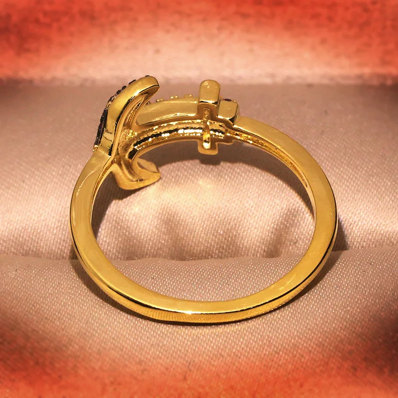 

Colorful Zircon Stone Gold Anchor Rings for Women Fashion Wedding Engagement Jewelry Cute Gift Ring 2020 New