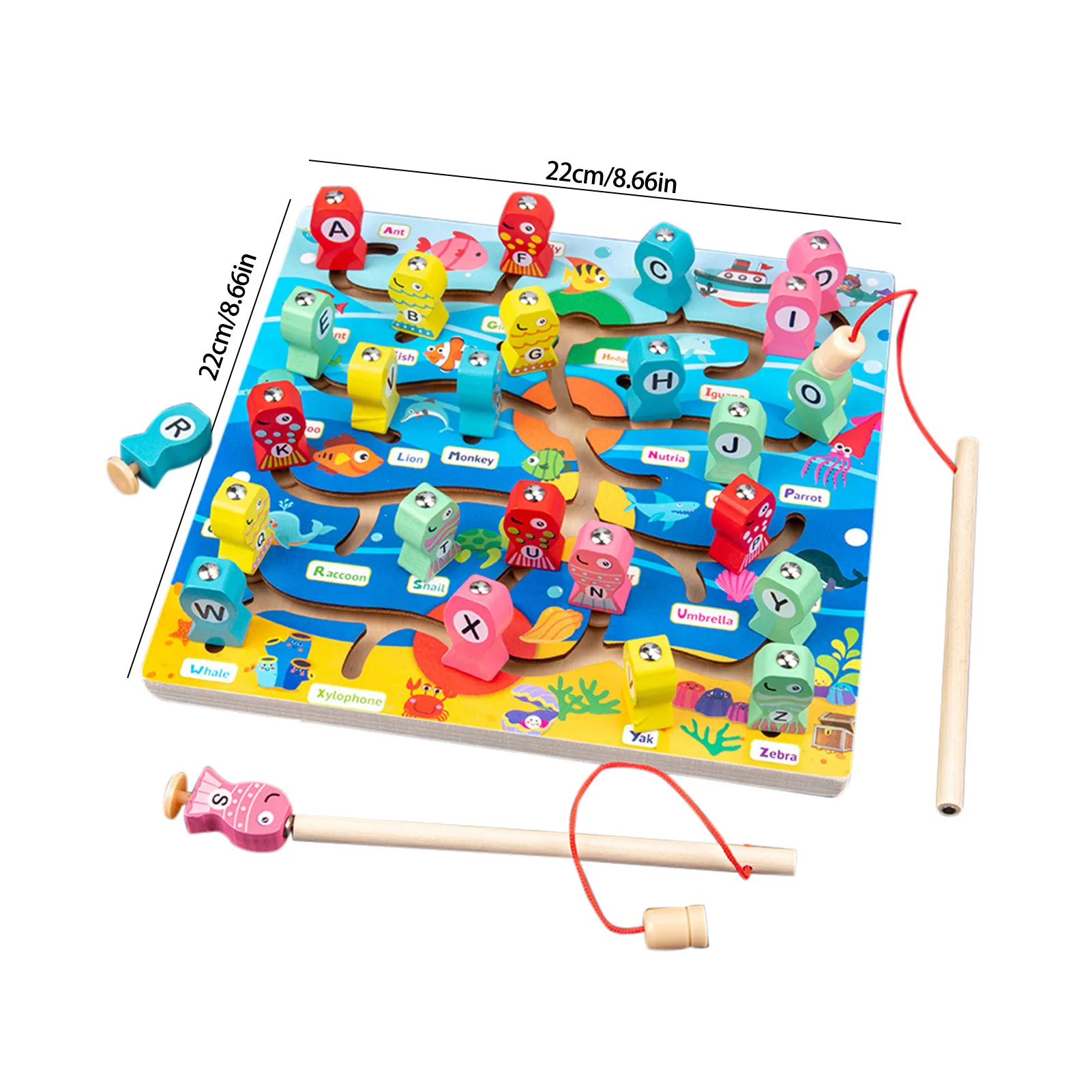 

Wooden Vivid Color Magnetic Alphabet Fishing Toys Early Educational Puzzle Game For Birthday Gift Baby's Hand-eye Coordination