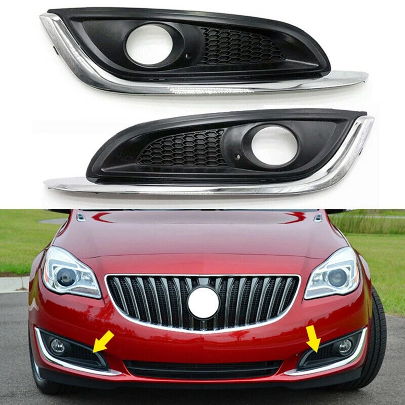 

2 Pcs Front Bumper Fog Lights Grille Chrome Trim Fit for Buick Regal 2014-2016