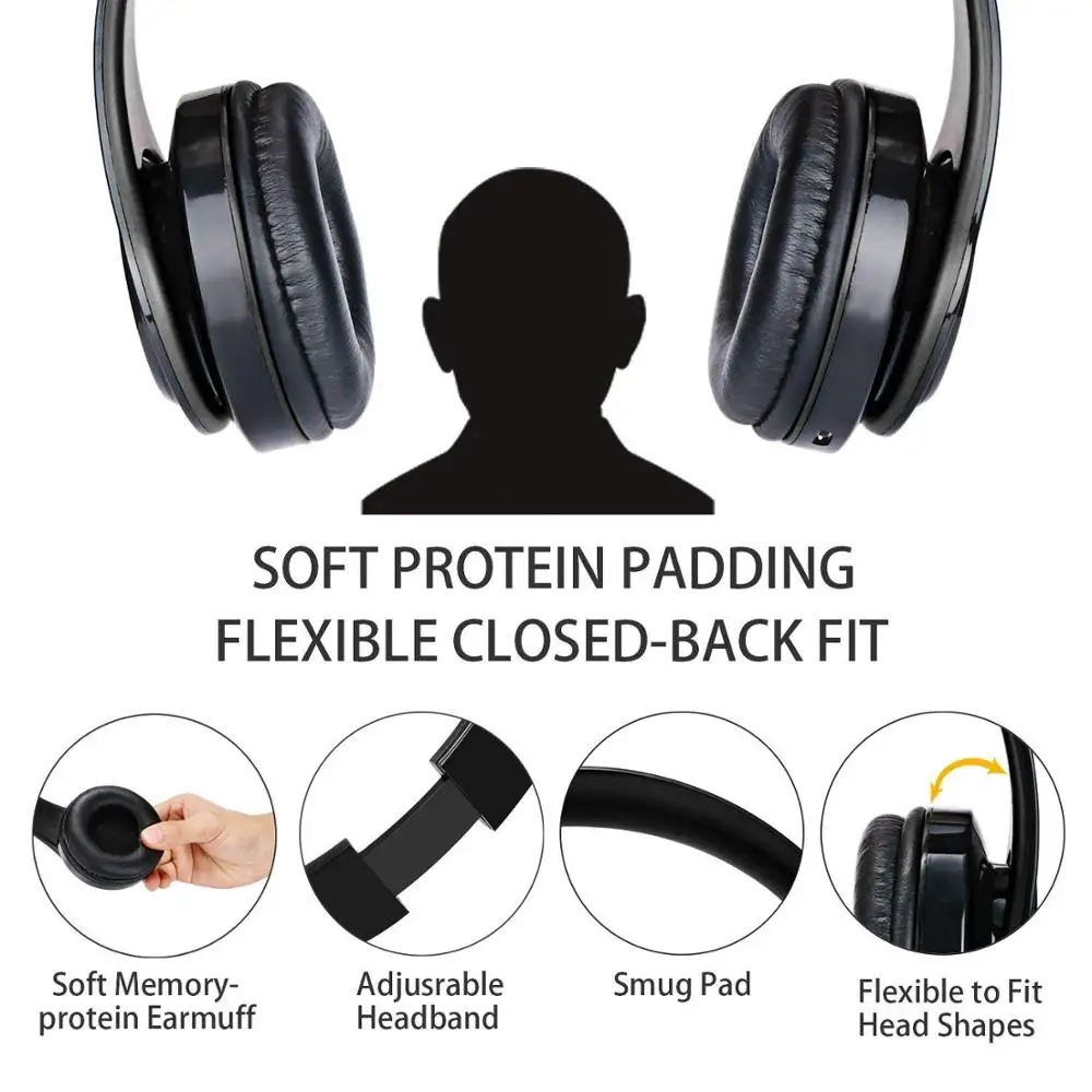 Bluetooth наушники с микрофоном VANCCA Складная Выдвижная Hi-Fi глубокий бас беспроводные