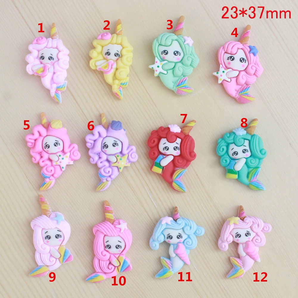 20 шт. полимерная каваи единорог принцесса плоская спина кабошон украшения