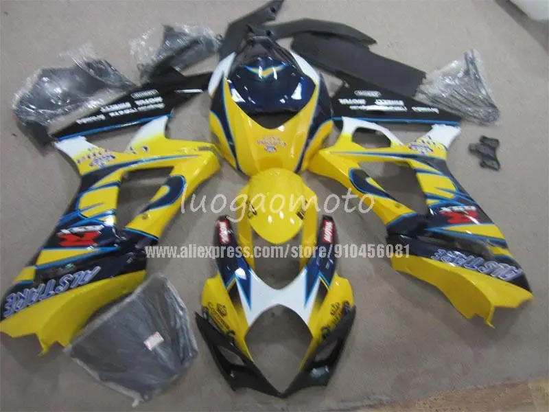 

Цвета Желтые Черные мотоциклетные Обтекатели для Suzuki GSX-R1000 2007-2008 K7 GSXR1000 07 08 кузов капот ABS пластик Комплект